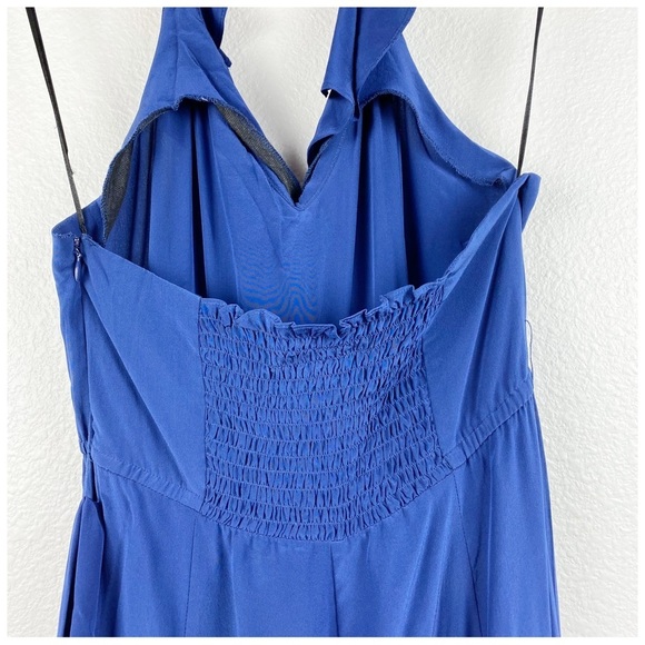 Yumi Kim Silk Blue Halter Wide Leg‎ Jumpsuit - Large - Picture 7 of 9